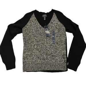 Chaps Black and Gray Women's Sweater